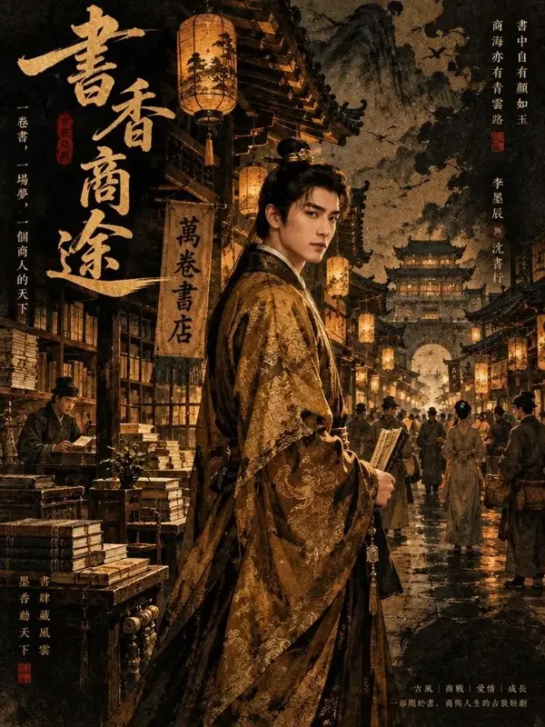 《重生之我在古代当首富》竖版短剧封面，穿越重生题材